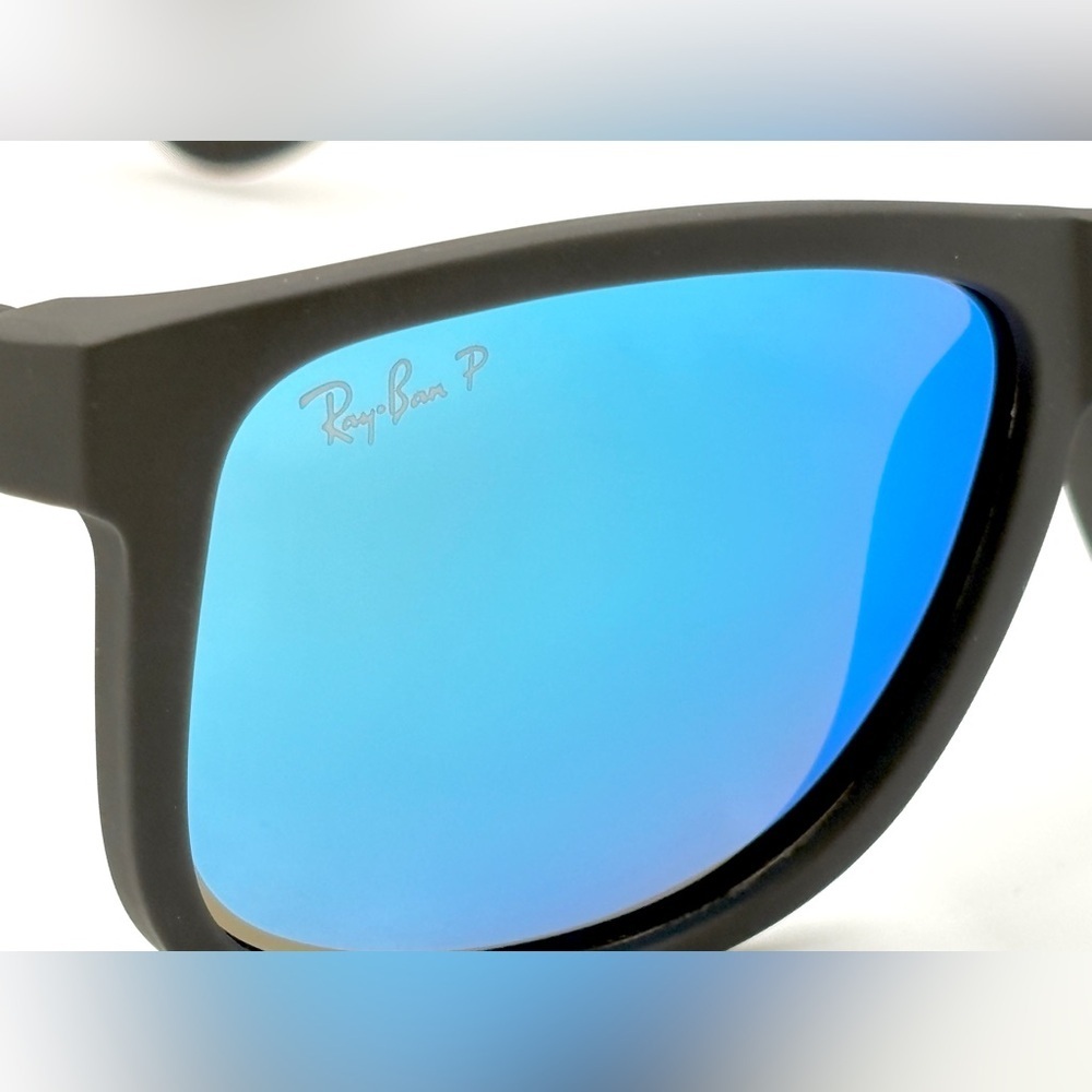 Ray-Ban Polarized Sunglasses Blue Mirror Wayfarer RB4165 Black Rubber Soft 202 - Picture 12 of 15